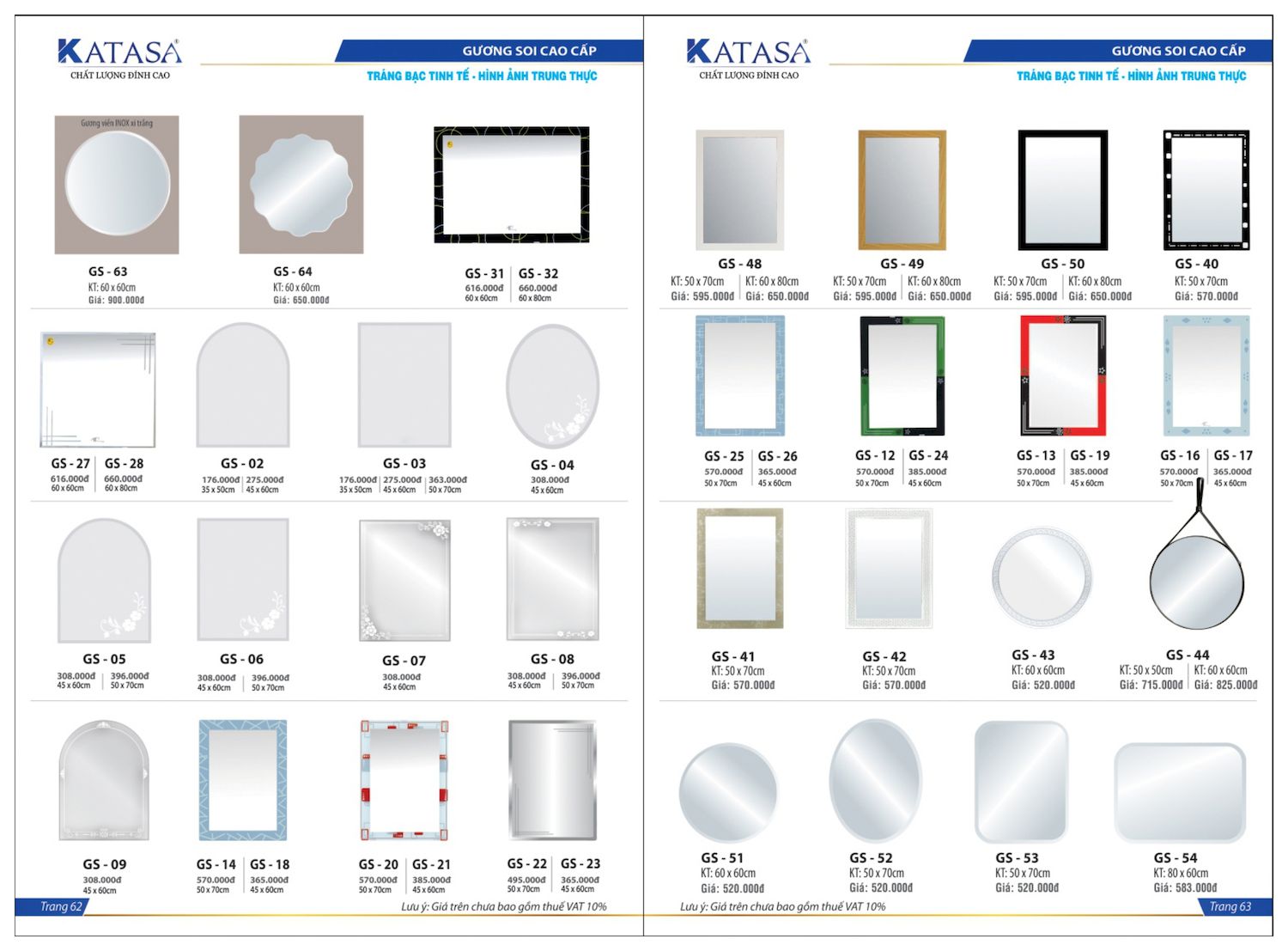 Thiết bị vệ sinh KATASA Catalogue và Bảng giá mới nhất /Page 